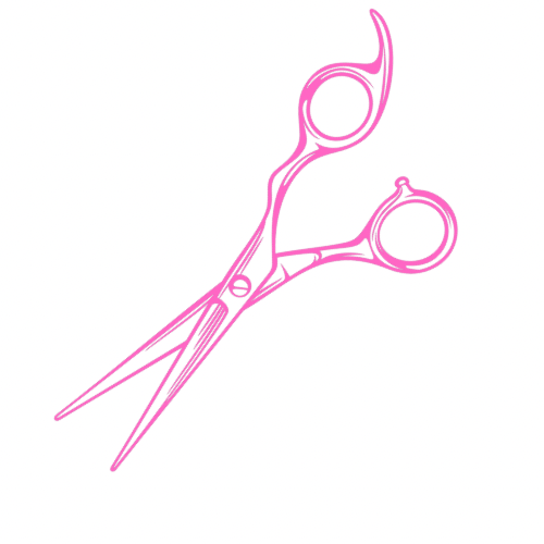 Illustration of a pair of pink scissors
